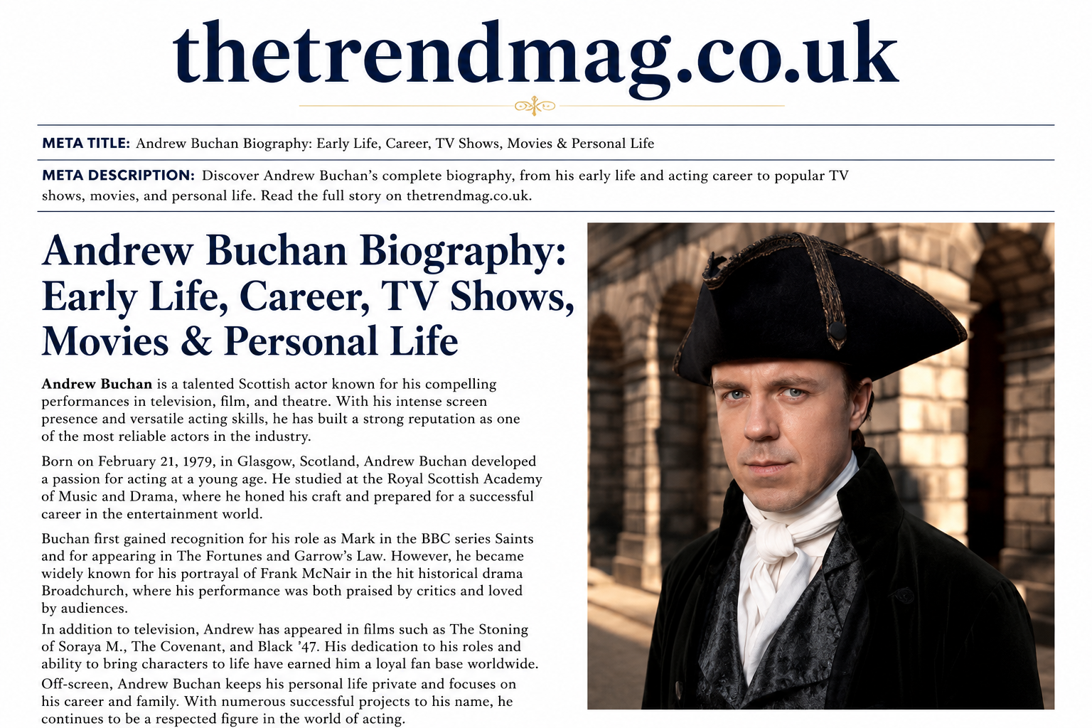 Andrew Buchan Net Worth, Career, TV Shows & Biography